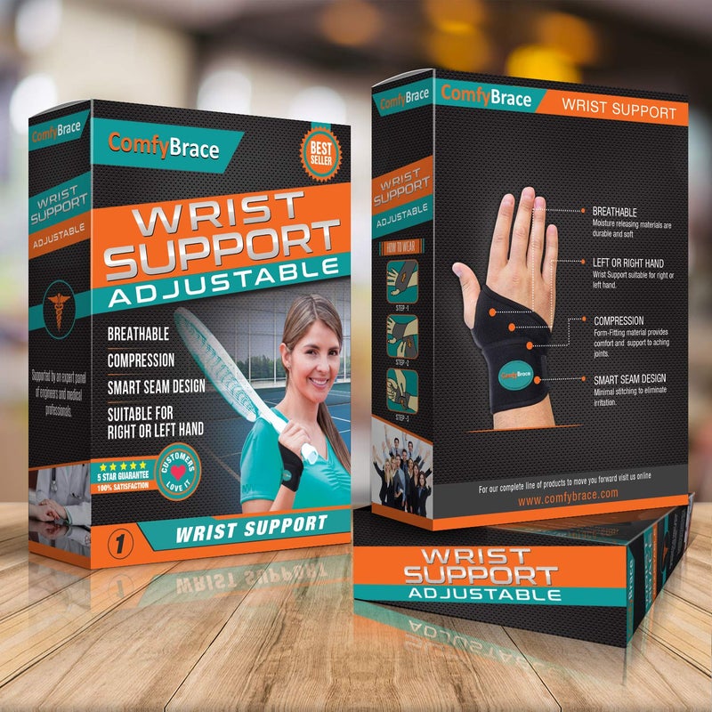ComfyBrace Premium Lined Wrist Wrap/Carpal Tunnel Wrist Brace/Arthritis Hand Support - Fits Both Hands - Adjustable - Fitted (Day Brace, One Size) - Image 3